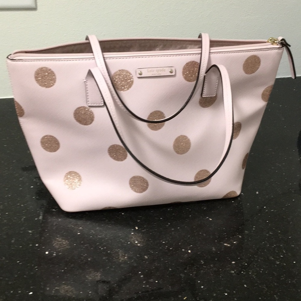 Rose gold polka dot Kate Spade satchel